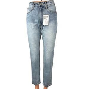 NEW Pacsun J. Galt Blue Light Wash High Rise Slim Straight Denim Jeans Size S
